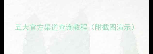 图片 五大官方渠道查询教程（附截图演示）