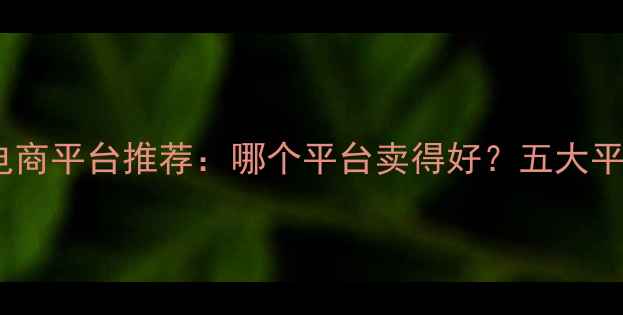 图片 护肤品电商平台推荐：哪个平台卖得好？五大平台对比1