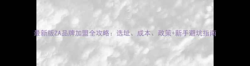 图片 最新版ZA品牌加盟全攻略：选址、成本、政策+新手避坑指南