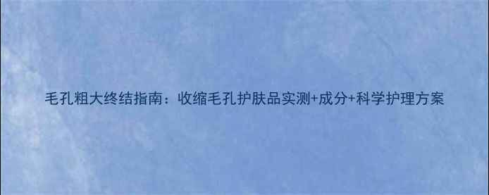 图片 毛孔粗大终结指南：收缩毛孔护肤品实测+成分+科学护理方案
