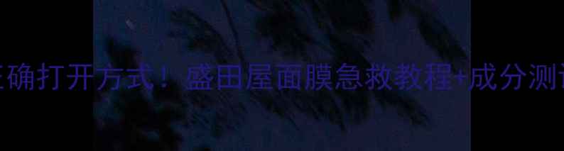 图片 豆腐面膜的正确打开方式！盛田屋面膜急救教程+成分测评｜新手必看