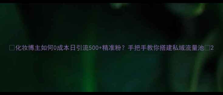 图片 🔥化妆博主如何0成本日引流500+精准粉？手把手教你搭建私域流量池💄2